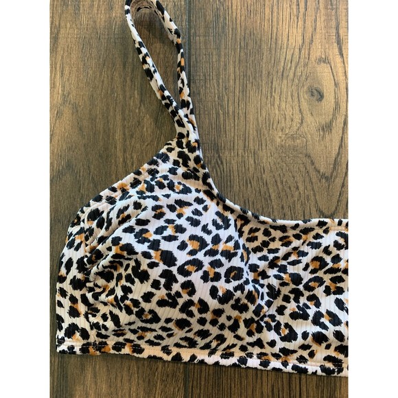 Junior's Xhilaration Ribbed Bralette Bikini Top, Animal Print, X-Large, NEW, 820 - Picture 6 of 8